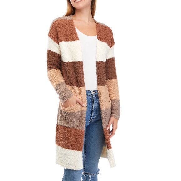 Pink Rose Sweaters - Pink Rose Women’s Color Block Cozy Cardigan